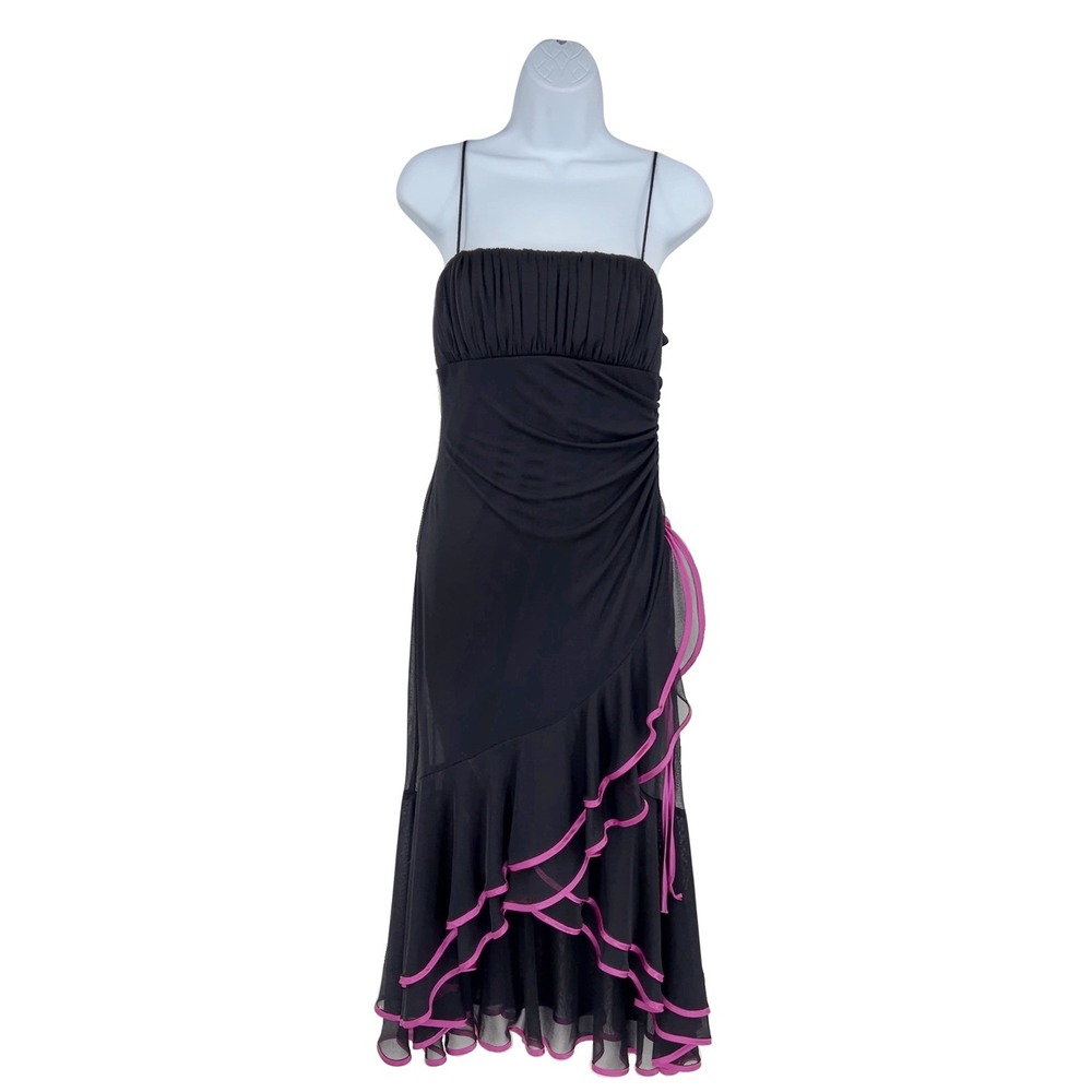 vintage Y2K party prom dress‎ asymmetrical ruffles ruched